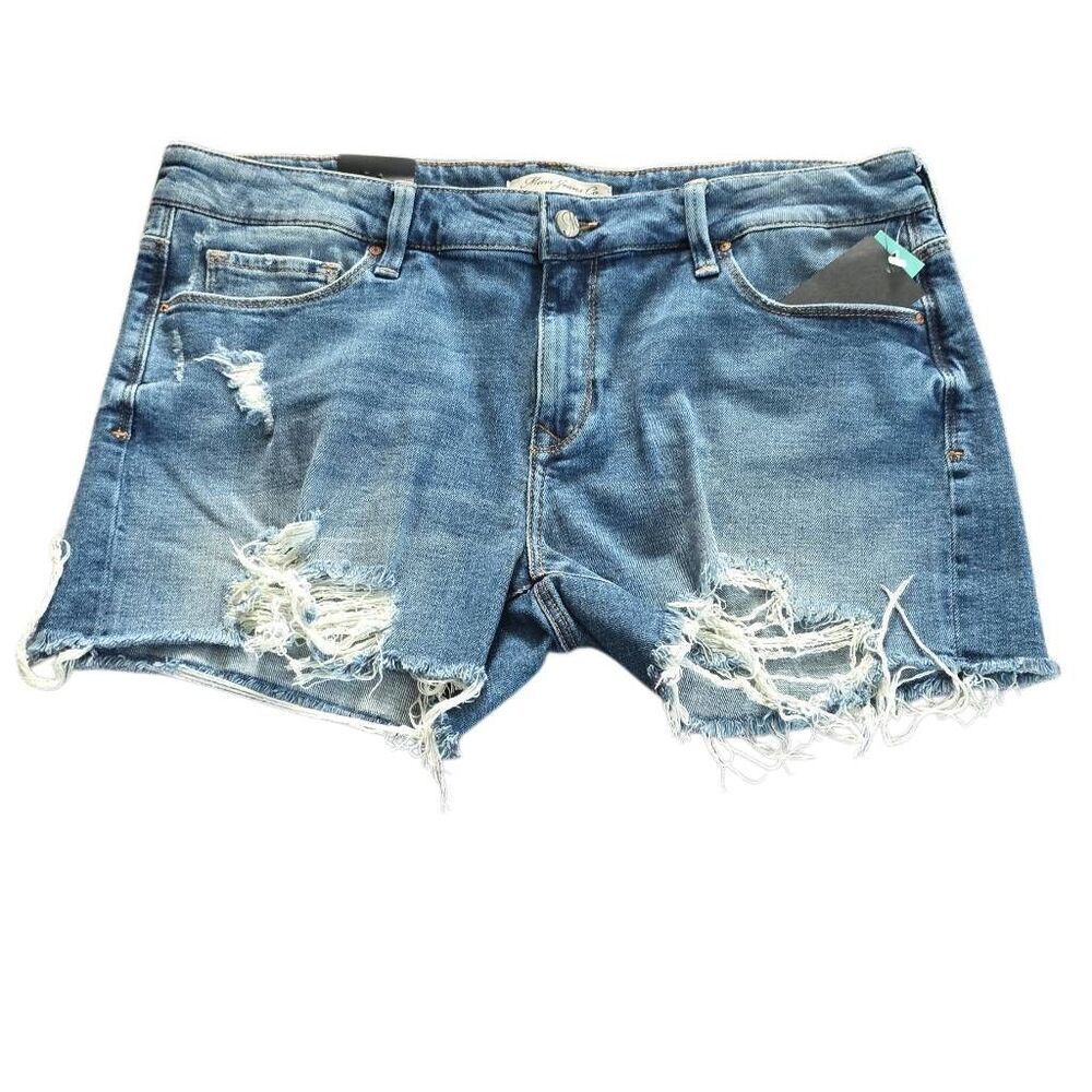Mavi Women's Size 32 Blue Emily Mid Rise Fray Hem Distressed Shorts
